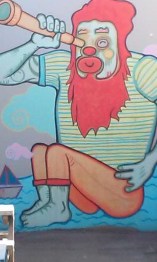 "Mural of Sailor with Telescope"