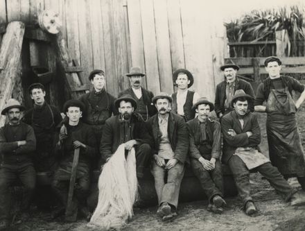 Employees of King & Baker's Emu flax mill, Foxton