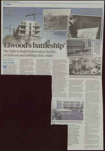 Back Issues: 'Elwood's battleship' : The fight to build Palmerston North's prominent and striking civic centre