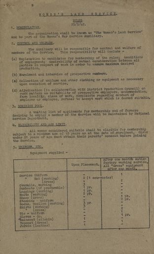 Women's Land Service Rules
