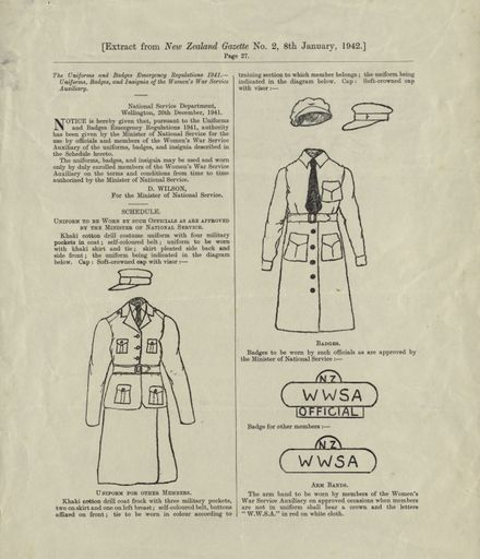 Extract from the New Zealand Gazette No. 2, 8 January 1942, page 27