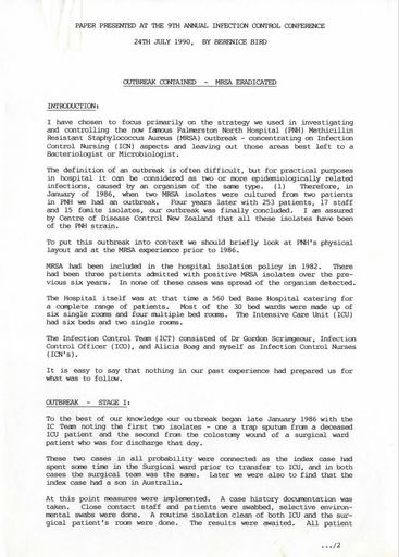 Outbreak Contained - MRSA Eradicated