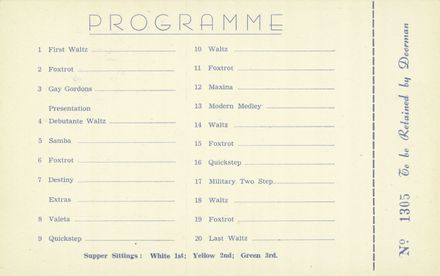 Page 2: Dance programme for the Coronation Ball