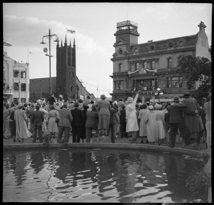 Crowd outside the Grand Hotel during Royal Visit of Queen Elizabeth II and Prince Phillip - Resource cover image