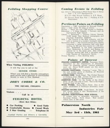 Visitors Guide Palmerston North and Feilding: January 1961 - 11