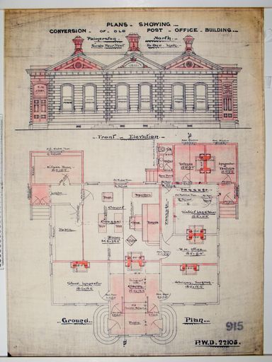 Page 1: Plan of conversion of Palmerston North Post Office