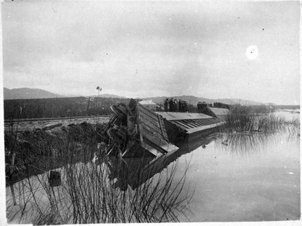 De-railed railway carriages in the flooded Makerua swamp - Resource cover image