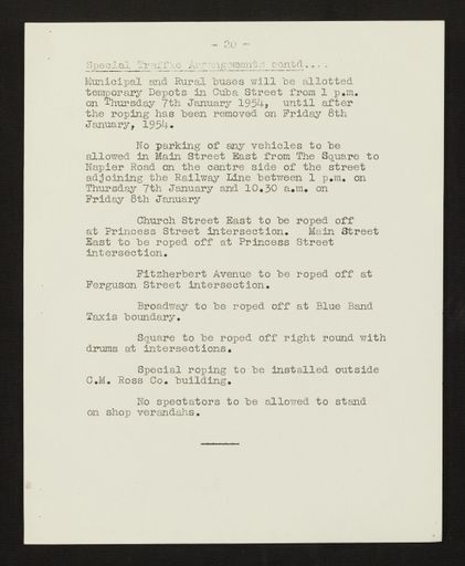 Schedule of Instructions and Details of Assembly for School Children for Royal Visit, 1954 21
