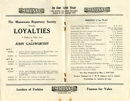 C M Ross Co. Ltd advertisment in theatre programme