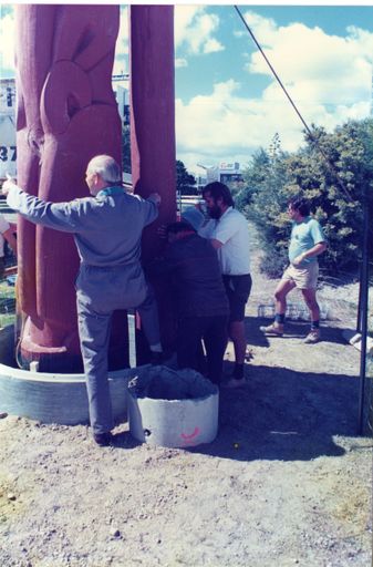 Installation of Pouwhenua for the re-dedication of The Square - Te Marae o Hine