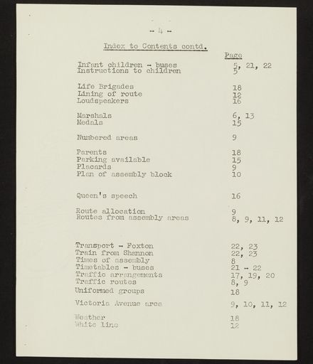 Schedule of Instructions and Details of Assembly for School Children for Royal Visit, 1954 5