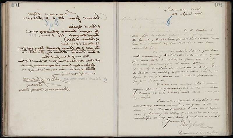 Outwards Correspondence of the Palmerston North Cemetery Trustees, 1898 -1902 128