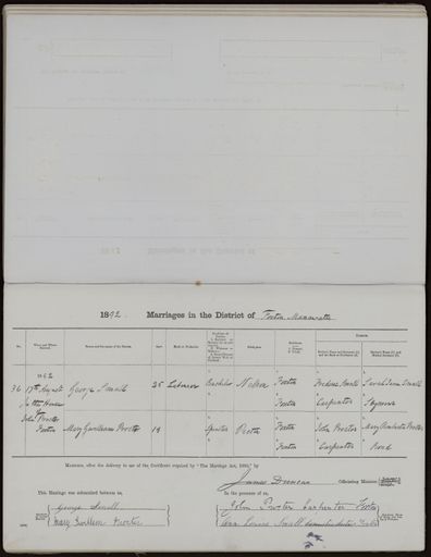 Marriage register 1880 - 1894
