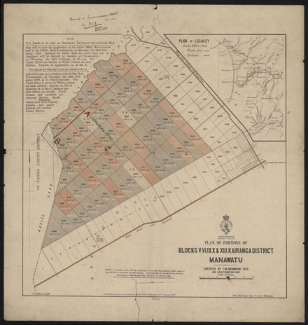 Sale of Land, Blocks V, VI, IX, X & XIII of Kairanga County