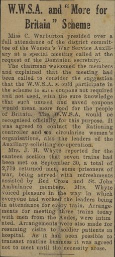 Newspaper Article: W.W.S.A. And "More for Britain" Scheme