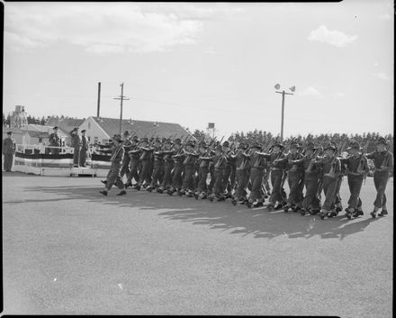 Soldiers marching past platform, 24th Intake, Central District Training Depot, Linton - Resource cover image