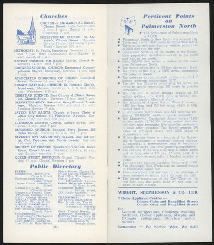 Visitors Guide Palmerston North and Feilding: August 1961 - 12