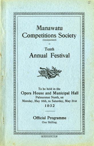 Manawatū Competitions Society, Official Programme, Tenth Annual Festival