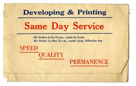 Bell's Photo Service - photography sleeve reverse