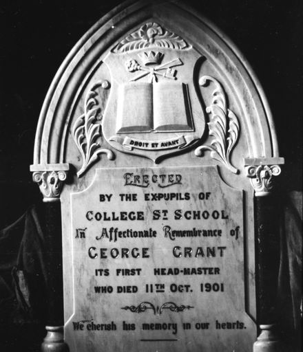 Memorial Tablet to George Grant, Headmaster of College Street School