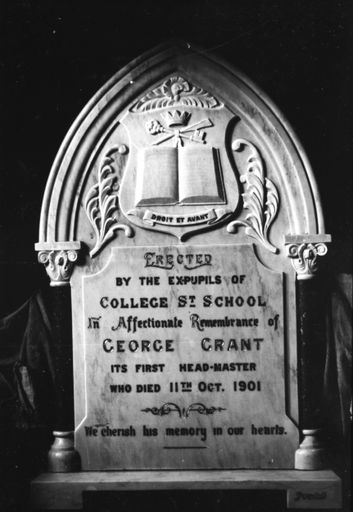 Memorial Tablet to George Grant, Headmaster of College Street School