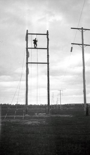 Worker on Transmission Line - Mangahao Electric Power Scheme