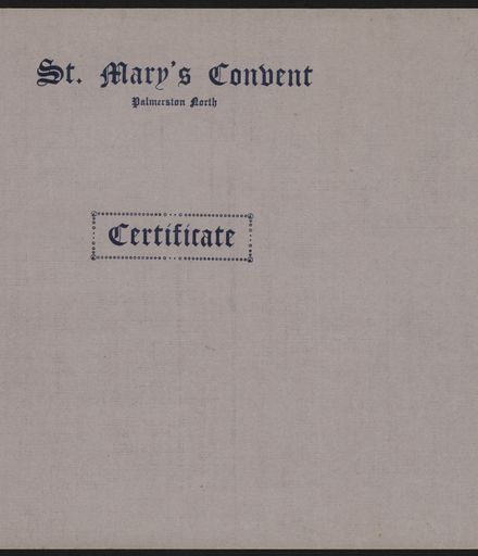 Certificate from St Mary's Convent School