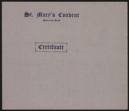 Certificate from St Mary's Convent School