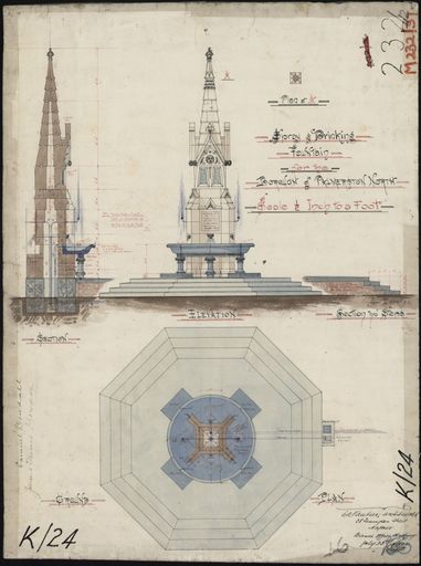 Plan of spray and drinking fountain