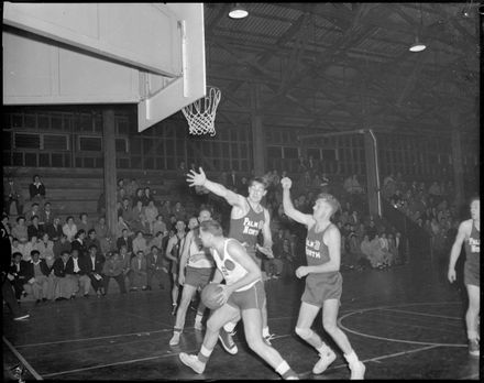 "Tall Centre Takes a Shot" Basketball