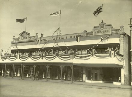 C M Ross Department store decorated to celebrate the end of WWI