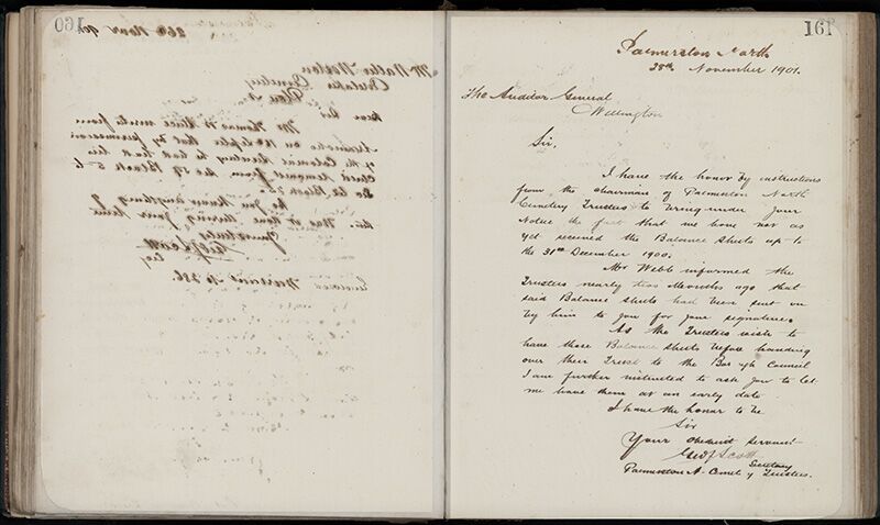 Outwards Correspondence of the Palmerston North Cemetery Trustees, 1898 -1902 188