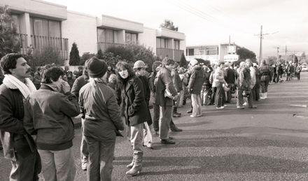 Protesters at the Fitzherbert Motor Inn