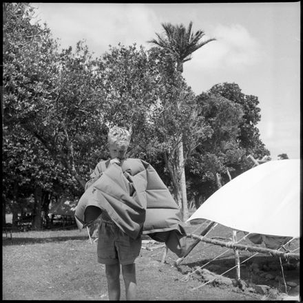 "Great Life for Boys at Scout Camp" Inflating Lilo