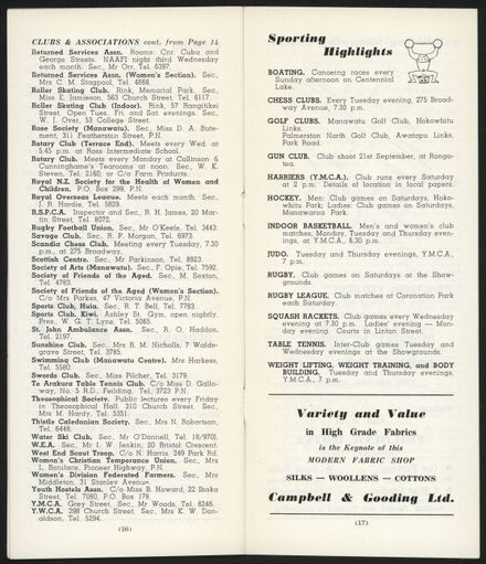 Visitors Guide Palmerston North and Feilding: November 1960 - 10