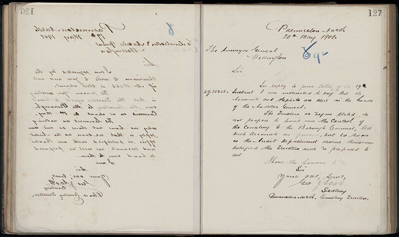 Outwards Correspondence of the Palmerston North Cemetery Trustees, 1898 -1902 154