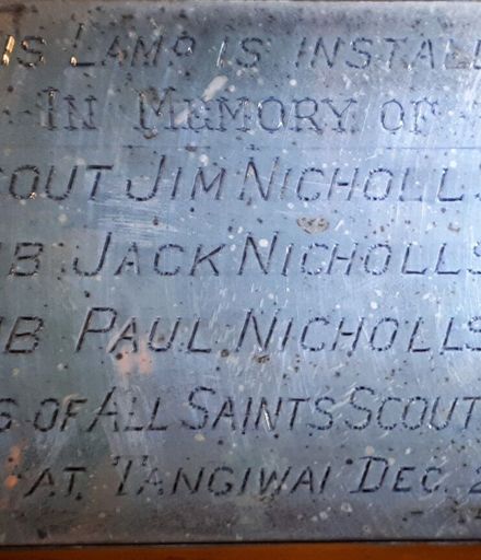 Plaque commemorating the children of the Nicholls family