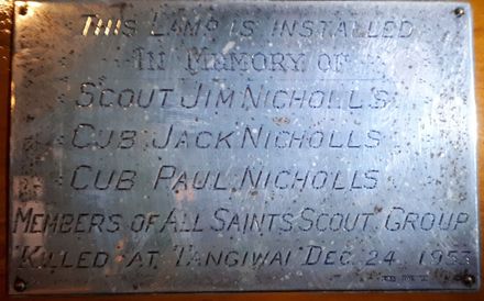 Plaque commemorating the children of the Nicholls family