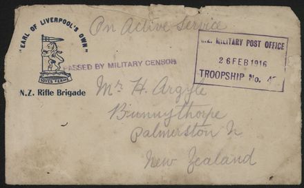 Envelope sent from WWI