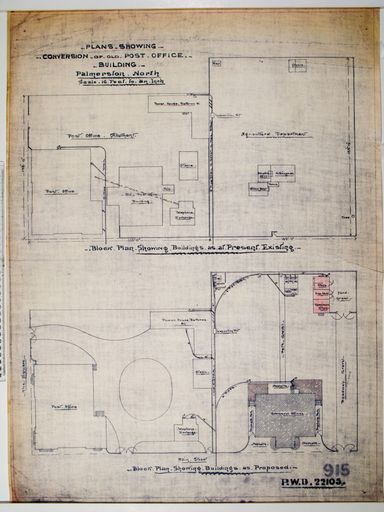 Page 1: Plan of conversion of Palmerston North Post Office