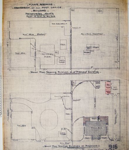 Page 1: Plan of conversion of Palmerston North Post Office