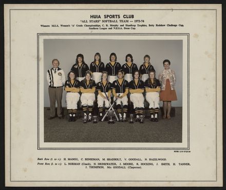Huia Sports Club "All Stars" Softball Team 1973-1974