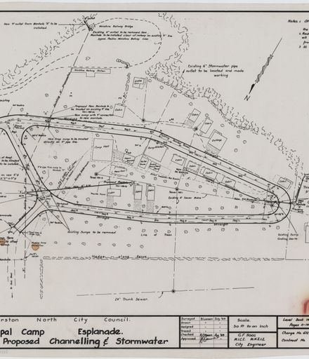 Plan of proposed channelling and stormwater at Municipal Camp