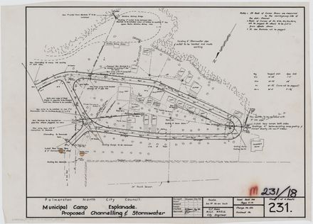 Plan of proposed channelling and stormwater at Municipal Camp