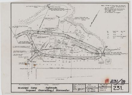 Plan of proposed channelling and stormwater at Municipal Camp