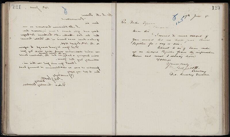 Outwards Correspondence of the Palmerston North Cemetery Trustees, 1898 -1902 156