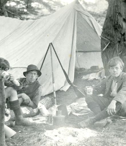 Davis boys at their campsite