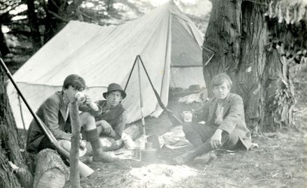 Davis boys at their campsite
