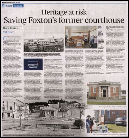 Back Issues:  Heritage at risk: Saving Foxton's former courthouse