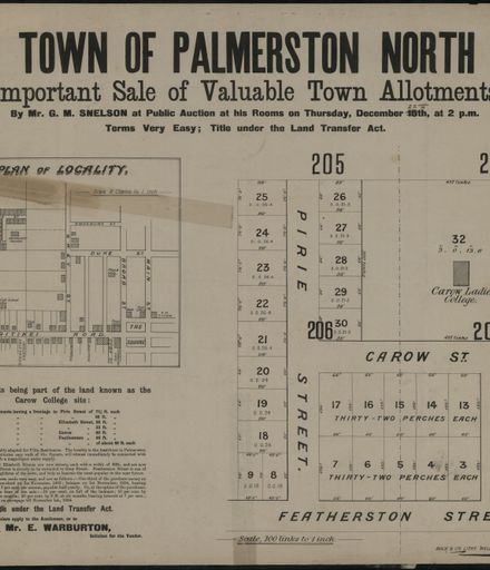 Plan of sale of town allotments